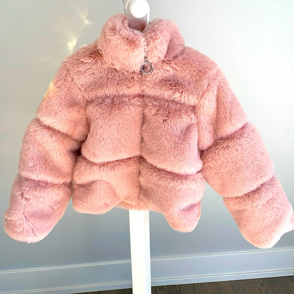 Design History Girl Faux Fur Coat Size 6X color: Dusty Rose